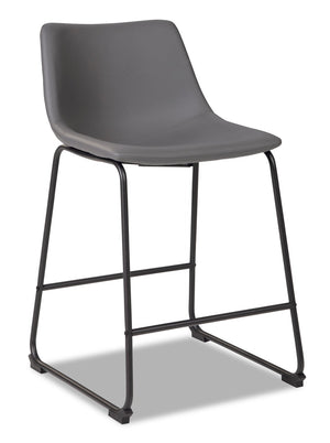 Cole Counter-Height Stool with Vegan Leather Fabric, Metal - Grey