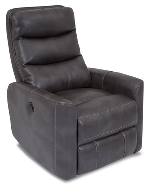 Quinn Leather-Look Fabric Swivel Rocker Power Recliner - Grey