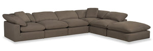 Eclipse 6-Piece Linen-Look Fabric Modular Sectional - Slate