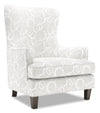 Made in Canada Sofa Lab Customizable Wingback 32\" Linen-Look Fabric Accent Chair - Pax Wicker Brown