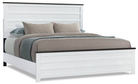 Zoey Panel Bed, Two-tone White & Brown - King Size 