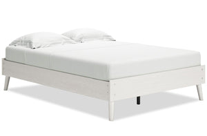 Mavi Platform Bed, Mid-Century Modern, White - Full Size