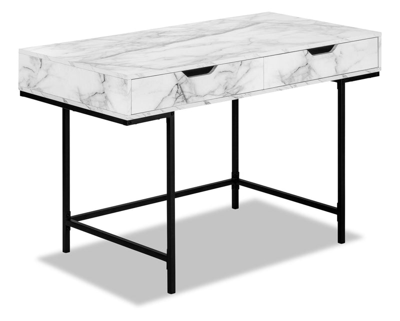 Butler 47.25\" Office Desk with 2-Drawers - White Marble Look