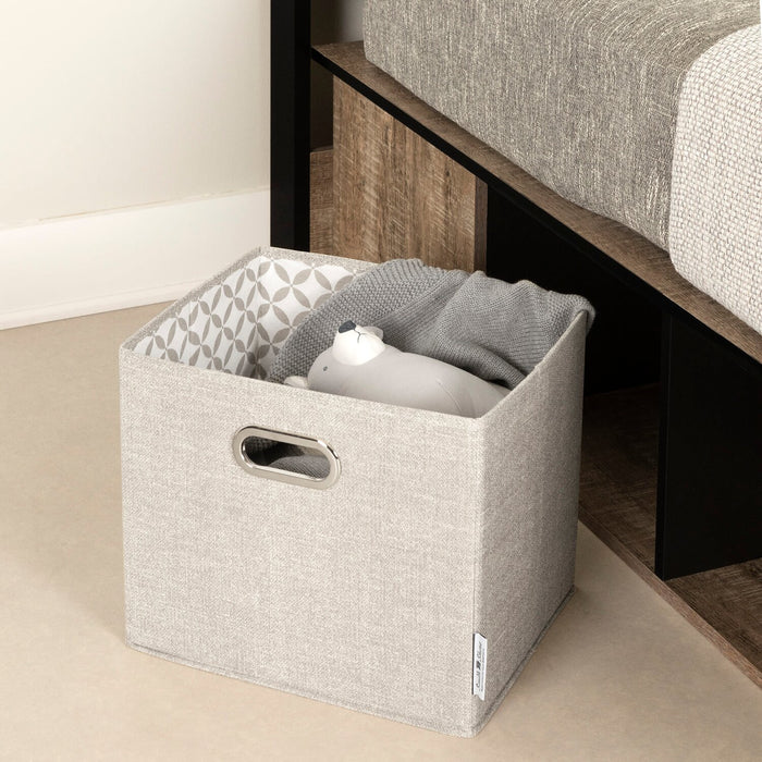 Everley Platform Bed with Built-in Storage & Baskets, Weathered Oak & Matte Black - Twin Size