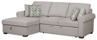 Haven 2-Piece Left-Facing Chenille Sleeper Sectional - Grey 