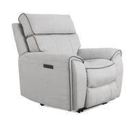 Newport Faux Suede Power Recliner - Grey 