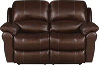 Kobe Genuine Leather Power Reclining Loveseat - Brown  