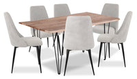 Miya 7pc Dining Set with Table & 6 Chairs, Live Edge, Acacia Wood, Metal, 60