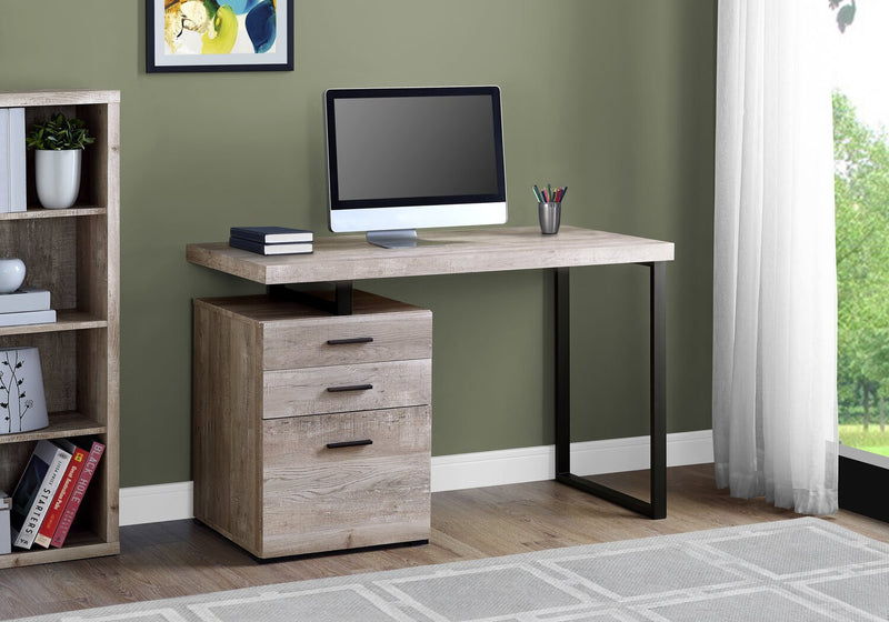 Clayton 47.25\" Reversible Office Desk with 3-Drawers - Light Taupe