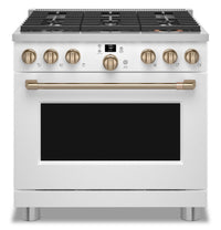 Cafe 6.2 Cu. Ft. Smart Gas Range with True European Convection and Self Clean Racks - Matte White - …