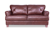 Vita 100% Genuine Leather Loveseat - Brown 