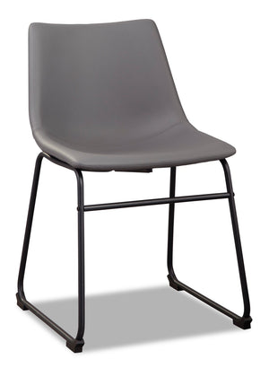 Cole Dining Chair with Vegan Leather Fabric, Metal - Grey