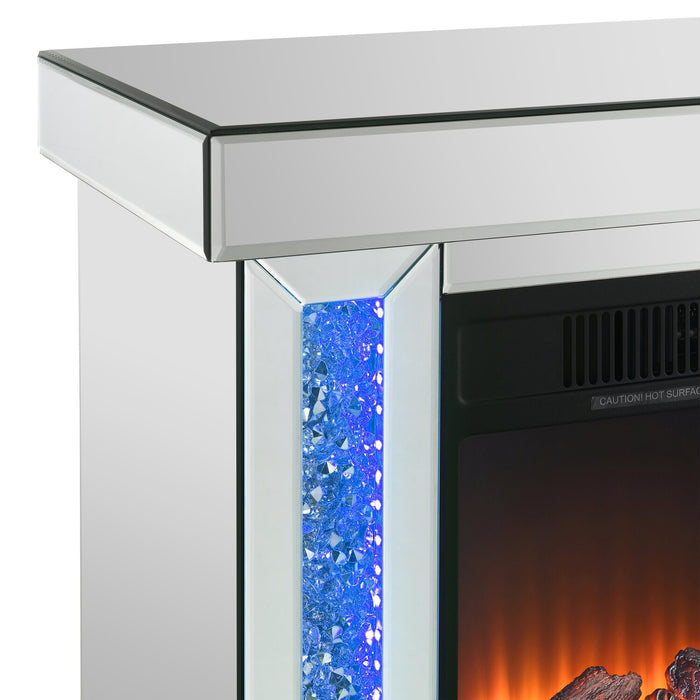 Elsa 28.3\" Glam LED Electric Fireplace - Silver and Glass