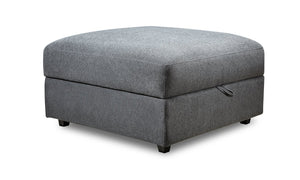 Evolve Linen-Look Fabric Ottoman - Charcoal