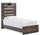 Abby Panel Bed with Headboard & Frame for Kids, LED, USB, Brown - Twin Size