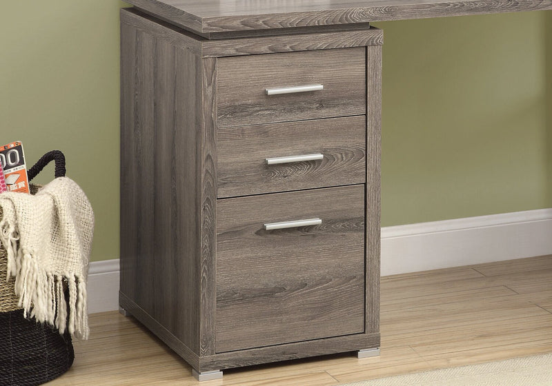 Rickey 60\" L-Shaped Corner Office Desk with 3-Drawers & Shelving - Taupe