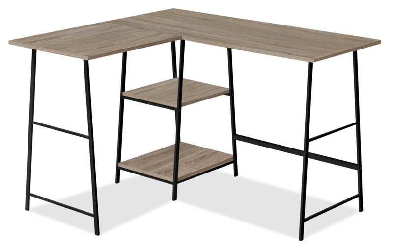 Keenan 47.25\" L-shaped Office Desk with open Shelves - Taupe