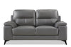 Sasha Genuine Leather Loveseat - Grey