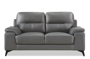 Sasha Genuine Leather Loveseat - Grey