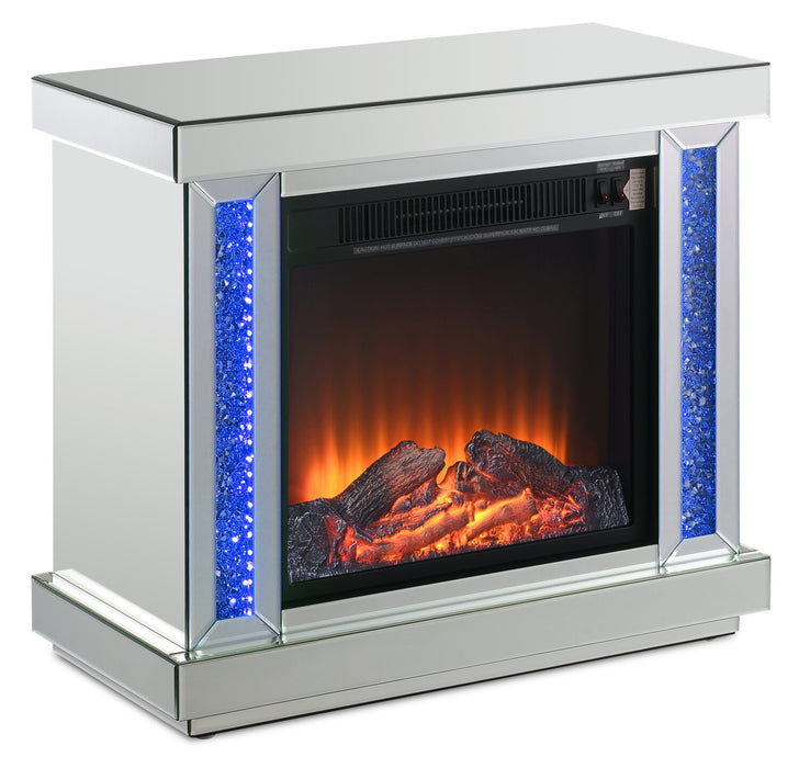 Elsa 28.3\" Glam LED Electric Fireplace - Silver and Glass