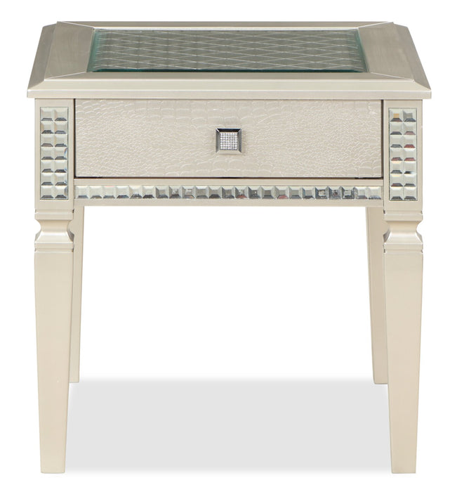 Tyra 24\" Glam End Table with Storage - Champagne  