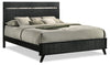 Atlas Panel Bed with Headboard & Frame, Mid-Century Modern, Black - King Size