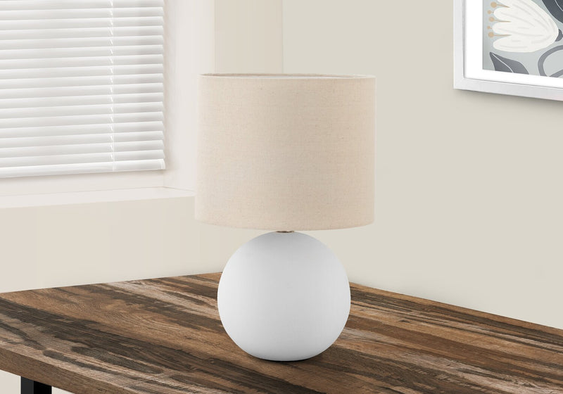 16\" Cream Ceramic with Drum Shade Table Lamp