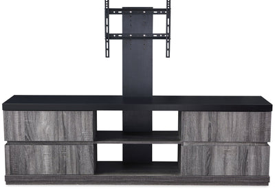 Rhys 70" TV Stand with TV Mount - Contemporary style TV Stand in Distressed grey Glass, Medium Density Fibreboard (MDF)