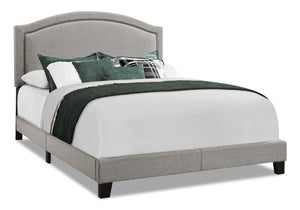 Pearl Upholstered Bed in Grey Fabric with Nailhead Design - Queen Size