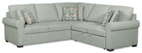 Haven 2-Piece Right-Facing Chenille Sectional with Sleeper Sofa - Seafoam 