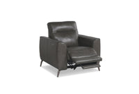 Kira Genuine Leather Power Recliner with Power Headrest - Charcoal 