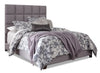 Livy Upholstered Bed in Grey Fabric, Tufted - Queen Size