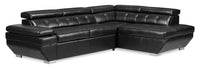 Element 2-Piece Right-Facing Faux Leather Sectional with Adjustable Headrests and USB Port - Black 