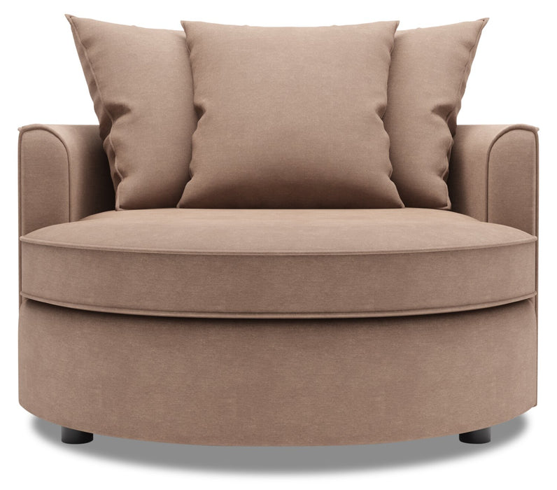 Made in Canada Sofa Lab Customizable Cuddler 48\" Linen-Look Fabric Accent Chair - Pax Wicker Brown