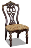 Wynn Dining Chair with Polyester Fabric, Wood, Queen Anne Style - Black