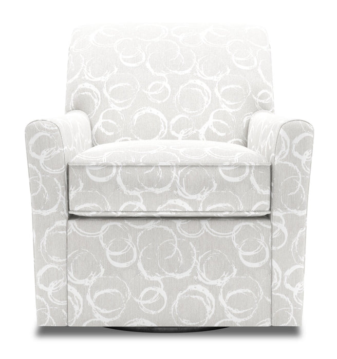 Made in Canada Sofa Lab Customizable Swivel 31\" Fabric Accent Chair - Mist White