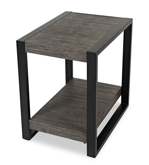 Apex 18\" Modern Chairside Table with Shelf - Grey with Black Metal Legs