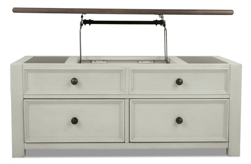 Colby 46\" Rustic Lift Top Coffee Table with Storage and Casters - Two Tone Wood