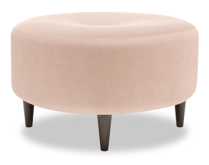 Made in Canada Customizable Sofa Lab The Curve 31\" Linen-Look Fabric Ottoman - Pax Rose Pink