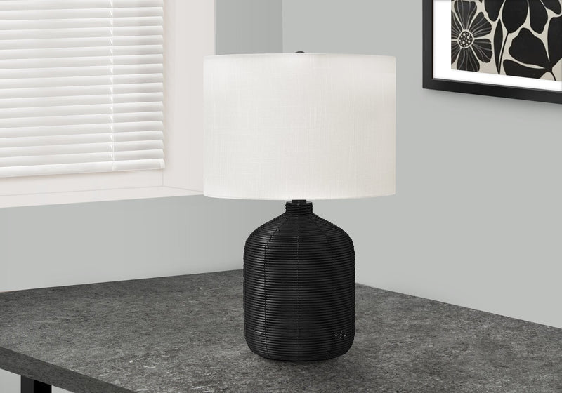 23\" Black Rattan Table Lamp