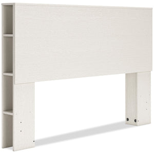 Mavi Bookcase Headboard, USB, Mid-Century Modern, White - Queen Size