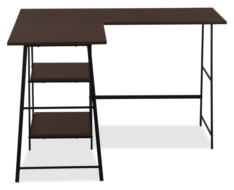 Evlin 42\" L-Shaped Office Desk with Shelves - Espresso