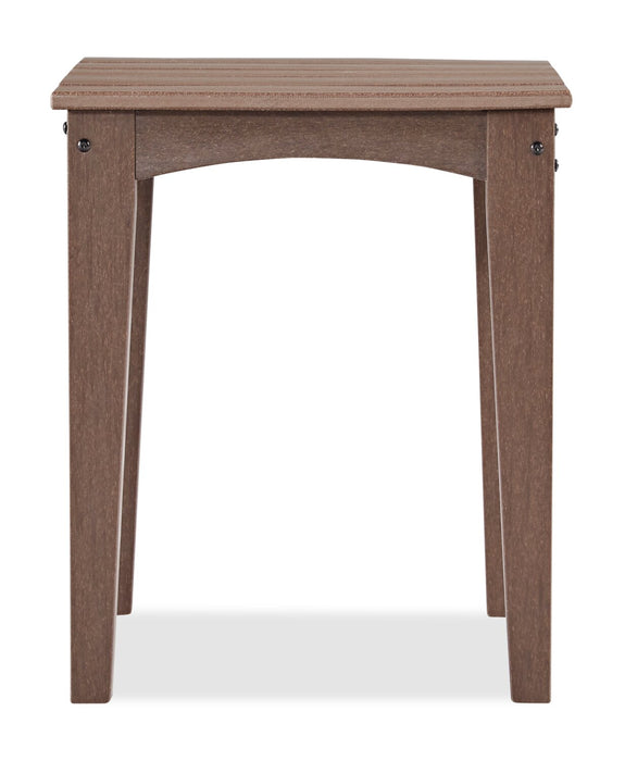 Nome Outdoor Patio End Table - 21.5\"W, High Density Plastic, UV & Weather Resistant - Brown