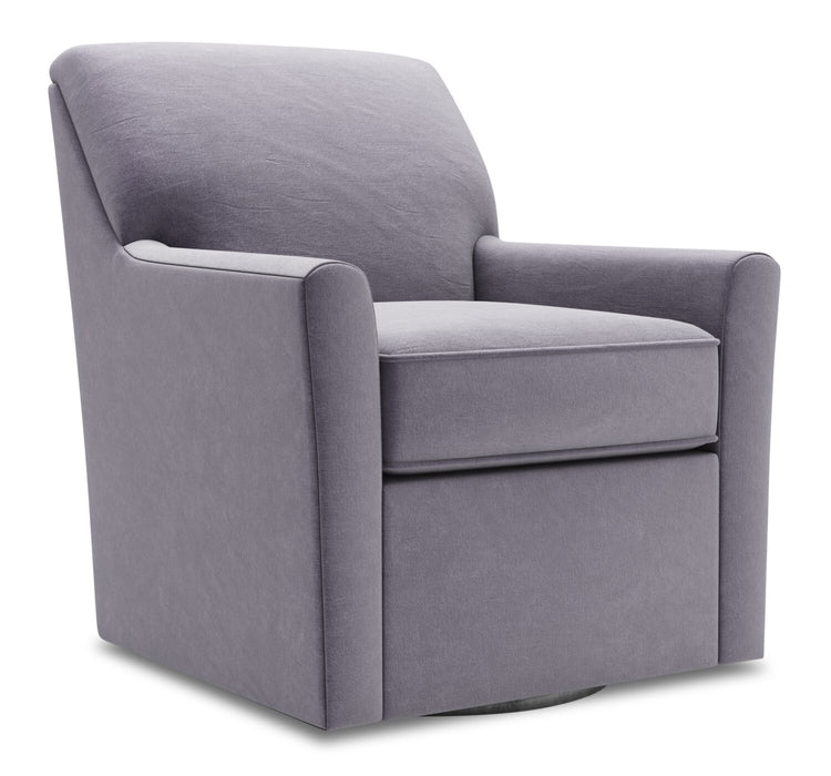 Made in Canada Sofa Lab Customizable Swivel 31\" Velvet Fabric Accent Chair - Granite Grey