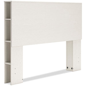 Mavi Bookcase Headboard, USB, Mid-Century Modern, White - Full Size