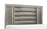 Max Panel Headboard, LED, Vegan Leather, Glam, Silver - King Size 