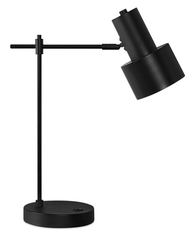 21" Black Metal Desk/Task Lamp with USB Charging|Lampe de travail et de bureau de 21 po en métal noir avec recharge USB
