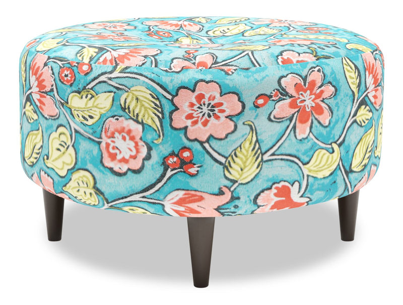 Made in Canada Customizable Sofa Lab The Curve 31\" Fabric Ottoman - Malibu Multicolour
