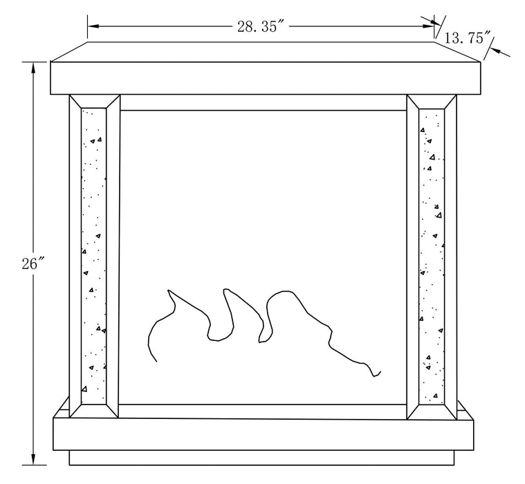 Elsa 28.3\" Glam LED Electric Fireplace - Silver and Glass