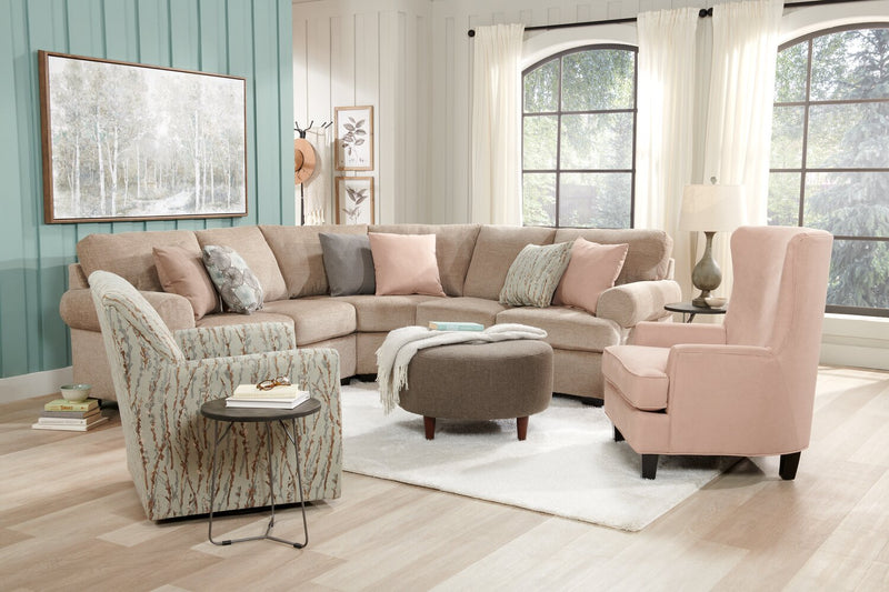 Made in Canada Sofa Lab Customizable Wingback 32\" Linen-Look Fabric Fabric Accent Chair - Pax Rose Pink